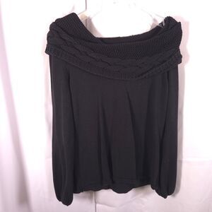 Tahari Womens Medium Black Cowl Neck Pullover Long Sleeve Sweater